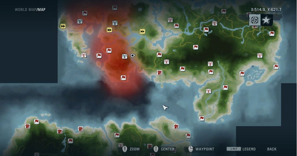 《孤岛惊魂3》南岛北岛的判别方法  上图为《孤岛惊魂3》总地图,以图片