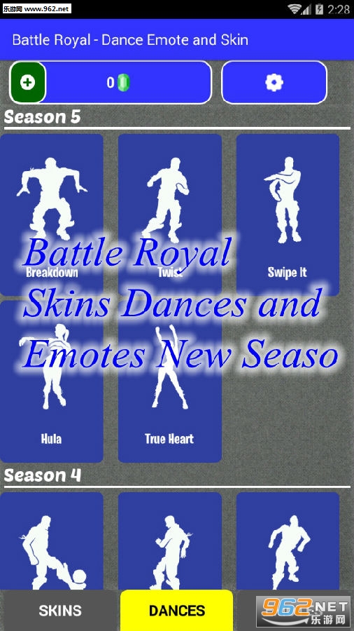Battle Royal Skins Dances and Emotes New Season°