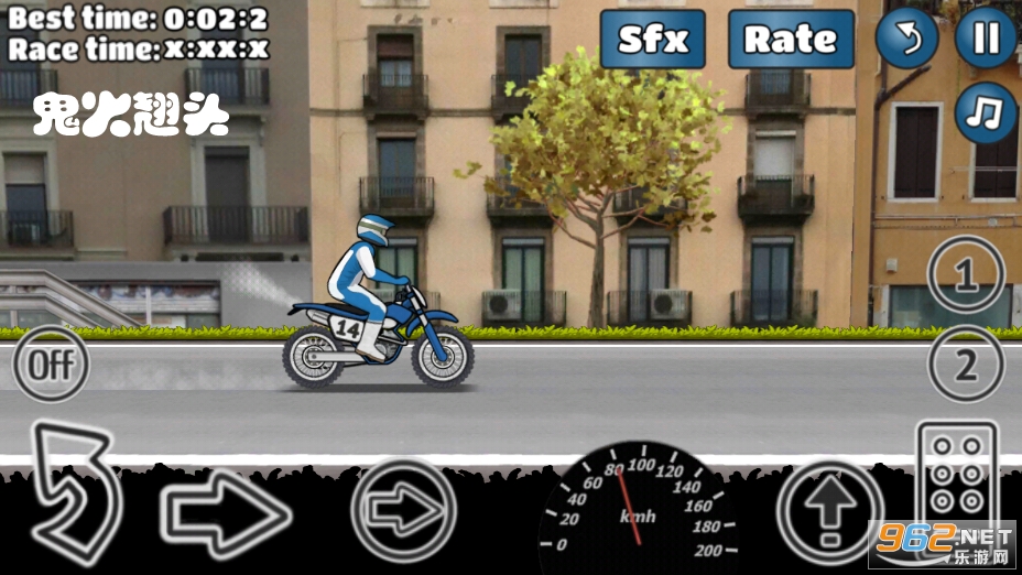 卡通动画的游戏画面,独特的驾驶体验;2,多达30多款个性化的摩托赛车;3